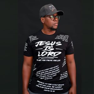 Jesus is Lord all over print black Tee